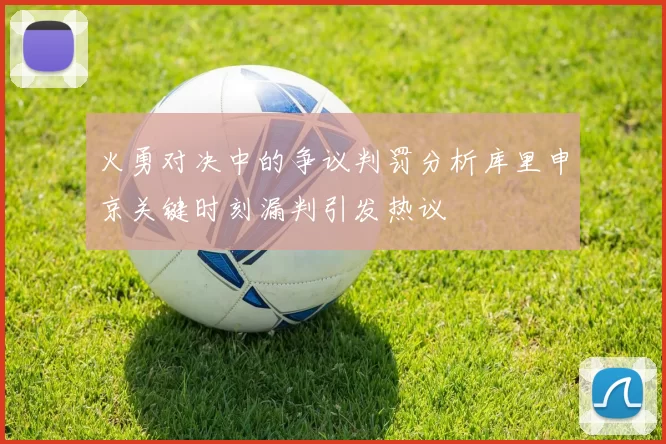 火勇对决中的争议判罚分析库里申京关键时刻漏判引发热议
